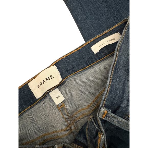 Frame Lehigh Skinny Medium Wash Shark Bite Raw Hem 26 - Picture 8 of 8